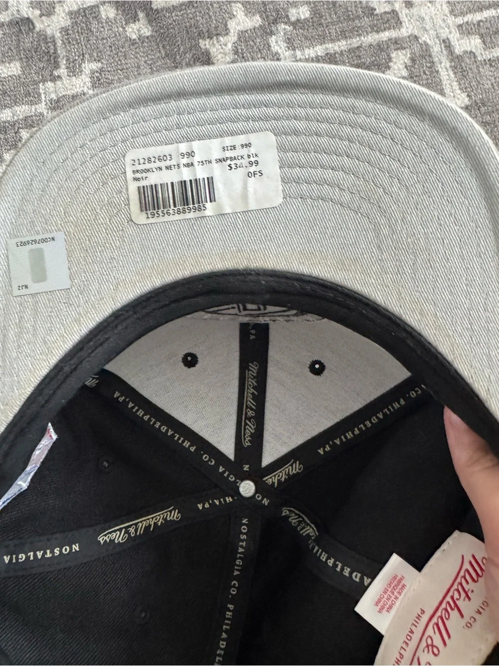 Brooklyn Nets Mitchell & Ness Logo Pro Crown Snapback Hat Black/Gray 75th
